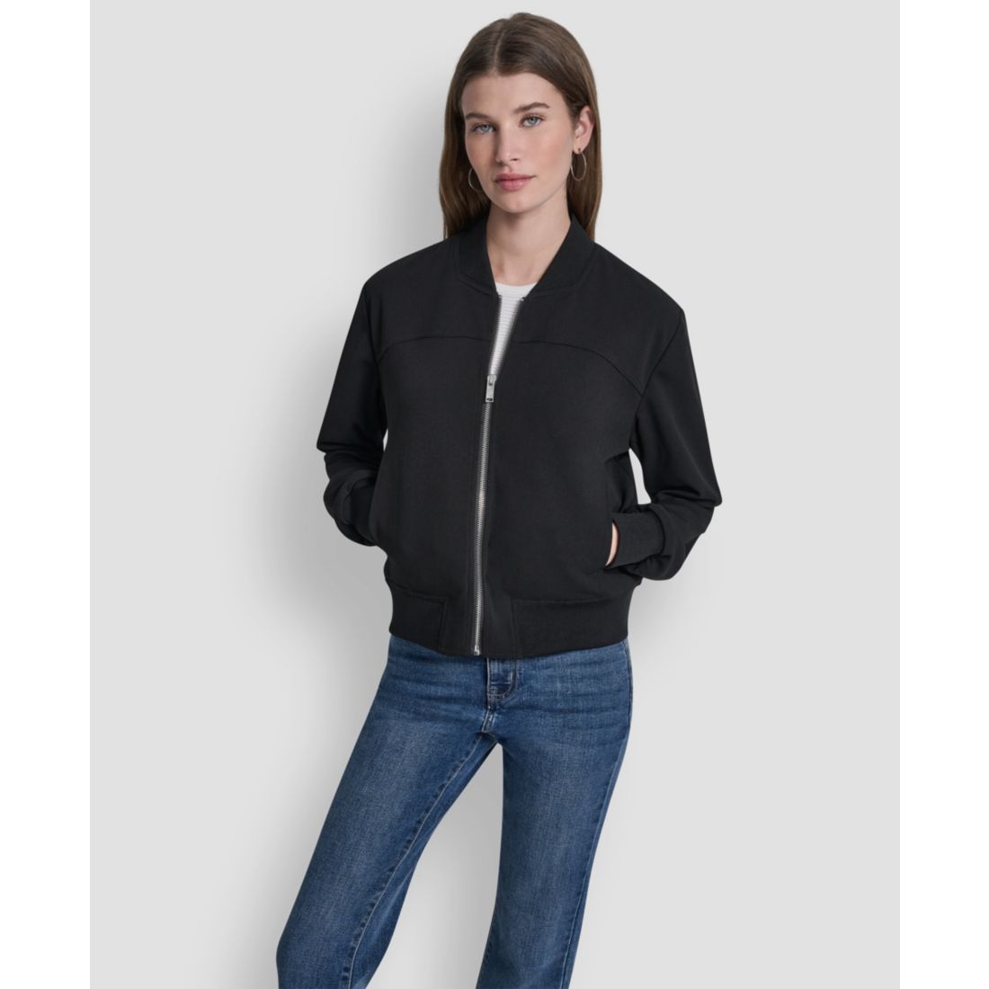 Dkny Women's Zippered Bomber Jacket
