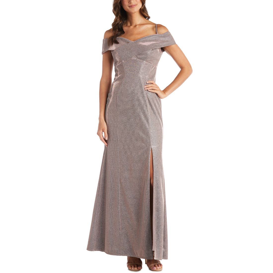 Macy s Nightway Cold Shoulder Glitter Gown available now at Rockaway Townsquare