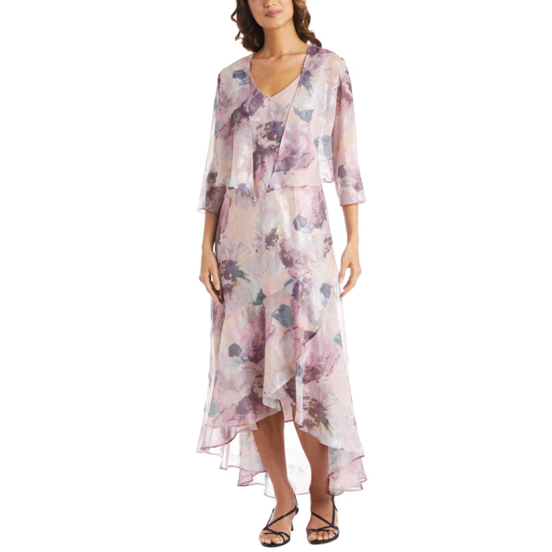 R & M Richards 2-Pc. Floral-Print Jacket & Gown Set