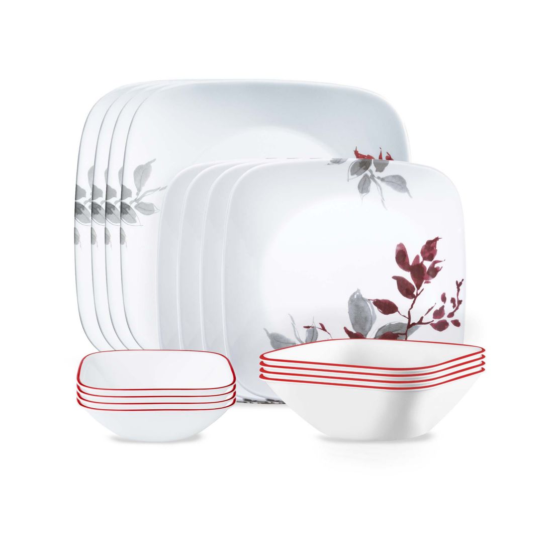 Corelle Square Kyoto Leaves 16 Pc. Dinnerware Set, Service for 4