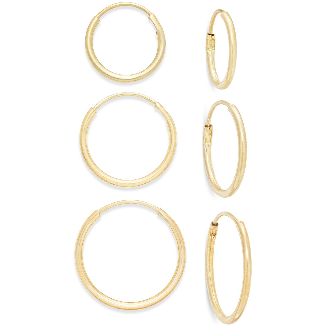Macy's 3-Pc. Set Small Endless Hoop Earrings in 10k Gold
