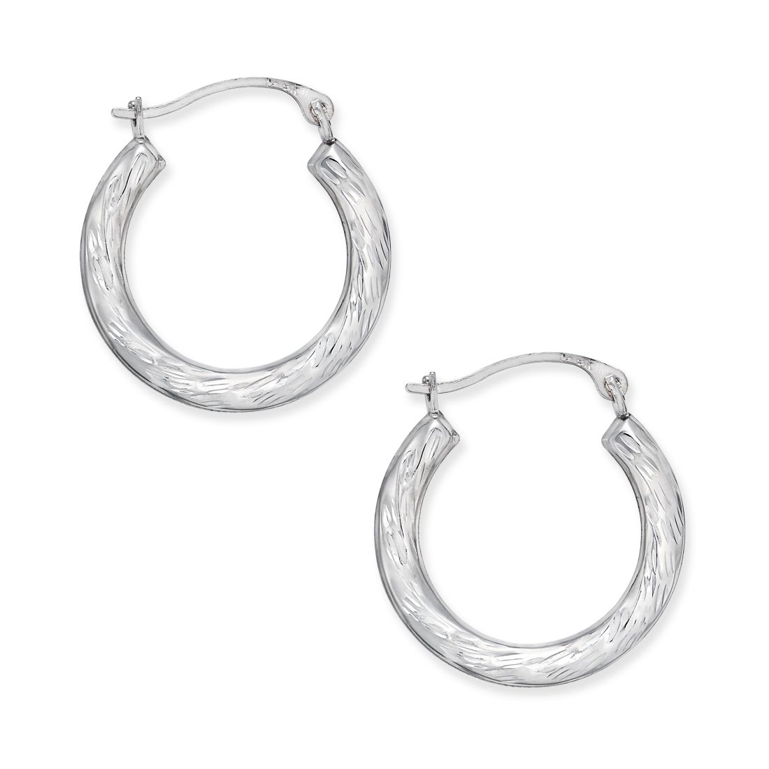 Macy's Patterned Hoop Earrings in 10k White Gold