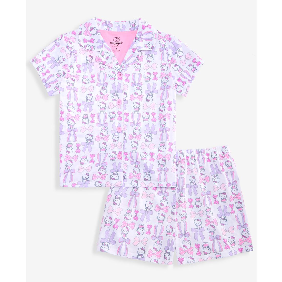 Hello Kitty Girls' 4-10 Button-Down Short Pajamas, 2-Piece Set