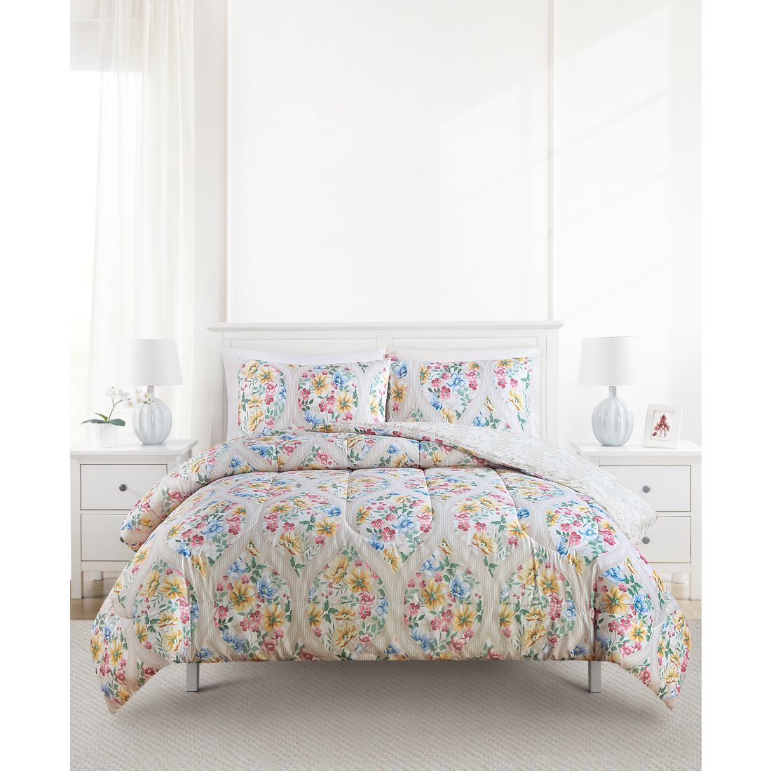 Macy's Enchante Accessories 3-Pc. Reversible Printed Microfiber Comforter Sets