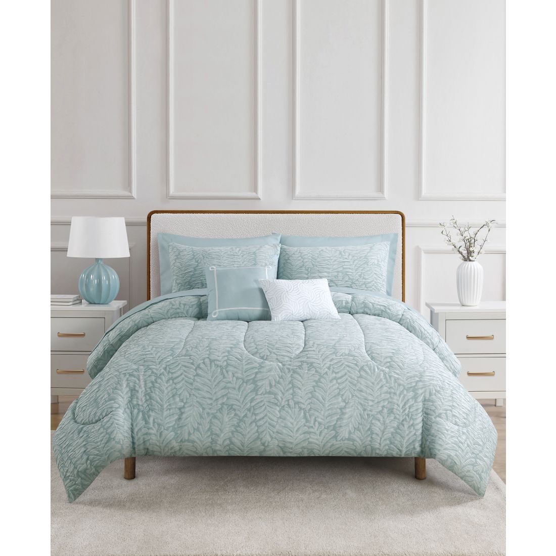 Macy's Enchante Accessories 9-Pc. Reversible Jacquard Microfiber Comforter Set, Full