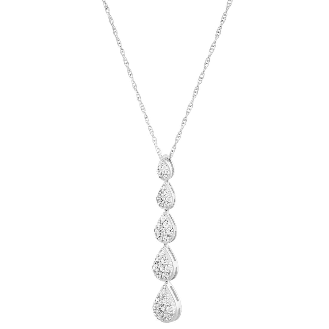 Forever Grown Diamonds Lab Grown Diamond Graduated Pear Cluster Pendant Necklace (1/2 ct. t.w.) in Sterling Silver, 16" + 2" extender - Sterling Silve