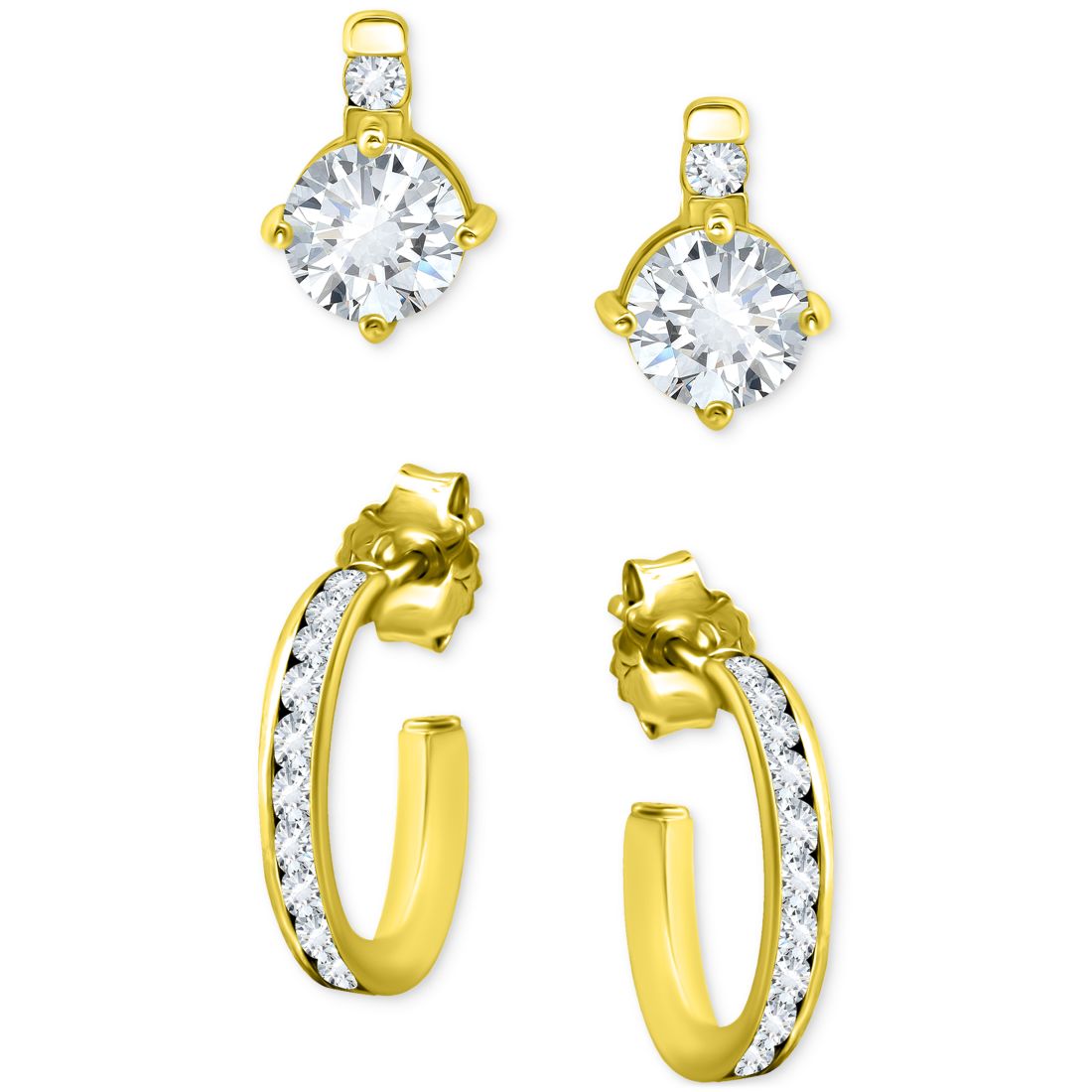 Giani Bernini 2-Pc. Set Cubic Zirconia Stud & Hoop Earrings, Created for Macy's