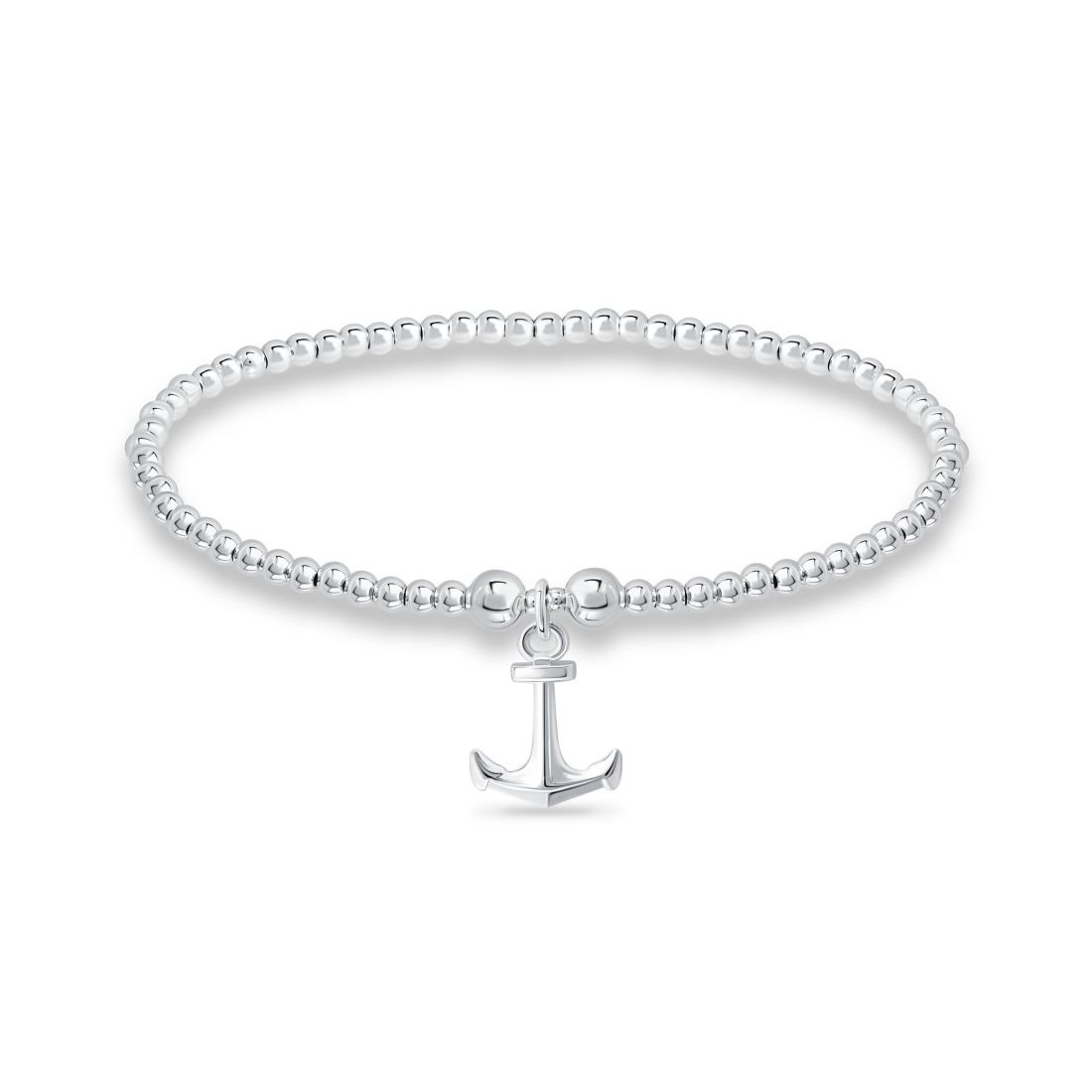 Macy's Bead Anchor Charm Bracelet in Silver Plate