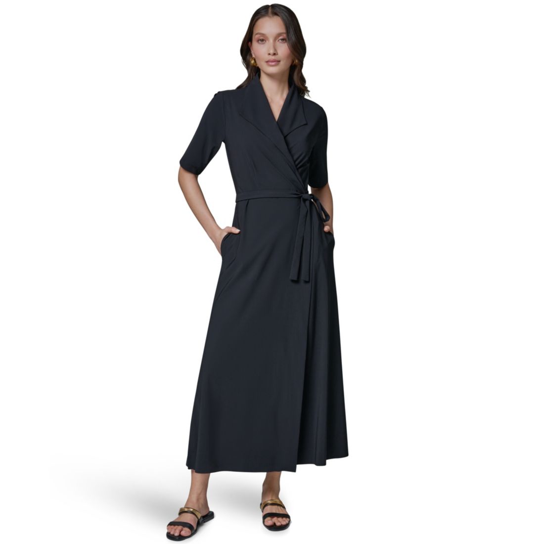 Donna Karan Weekend Women's Elbow-Sleeve Collared Polo Dress