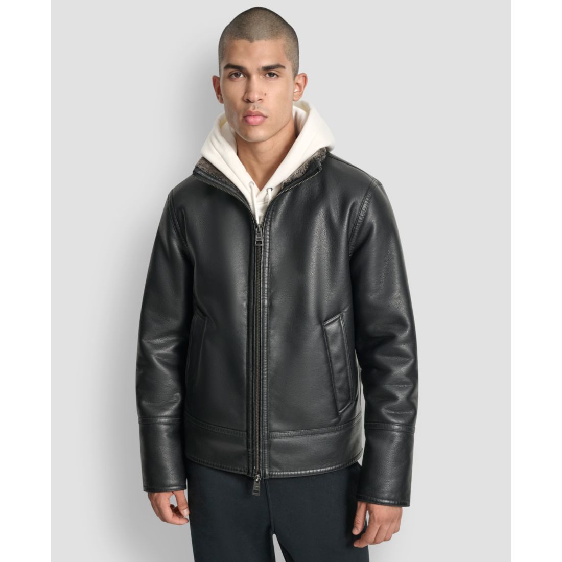 DKNY Men's Faux Pebble Shearling Jacket