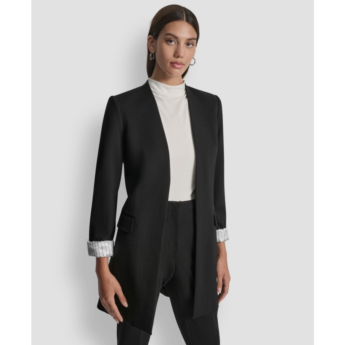 Dkny Women's Collarless Open-Front Topper Jacket
