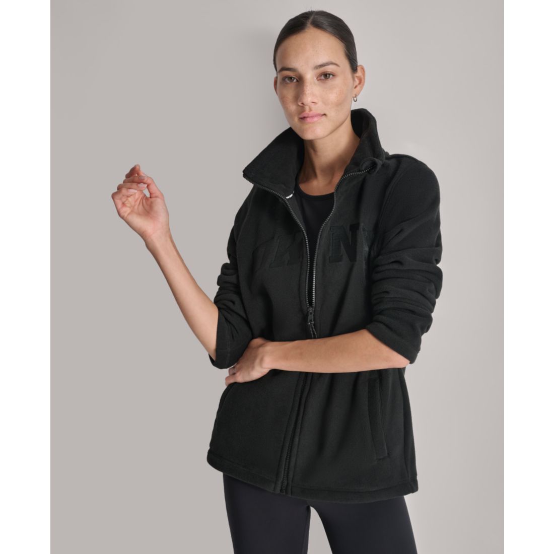 Dkny Women's Full-Zip Varsity Logo Top