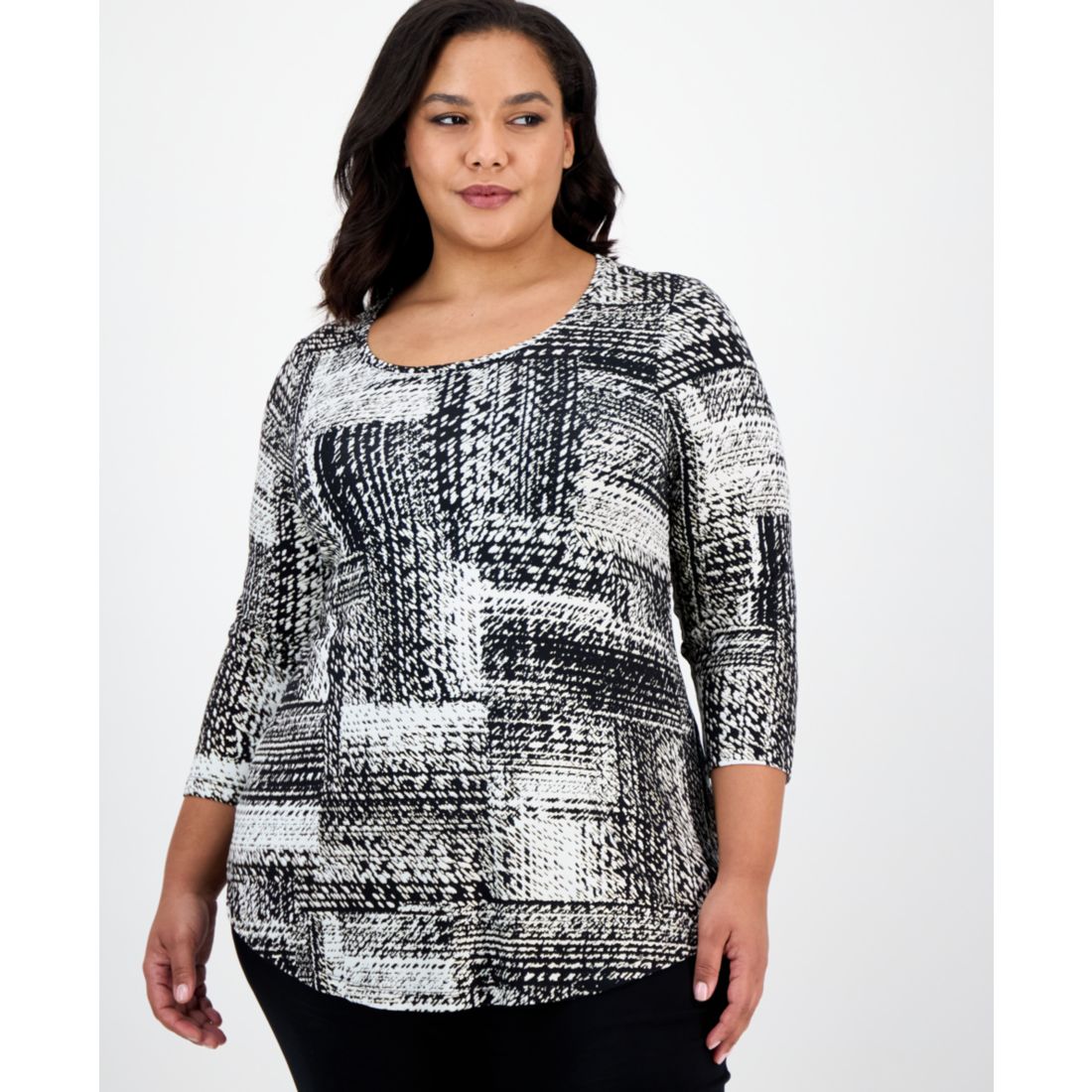 Jm Collection Plus Size Printed Top, Created for Macy's