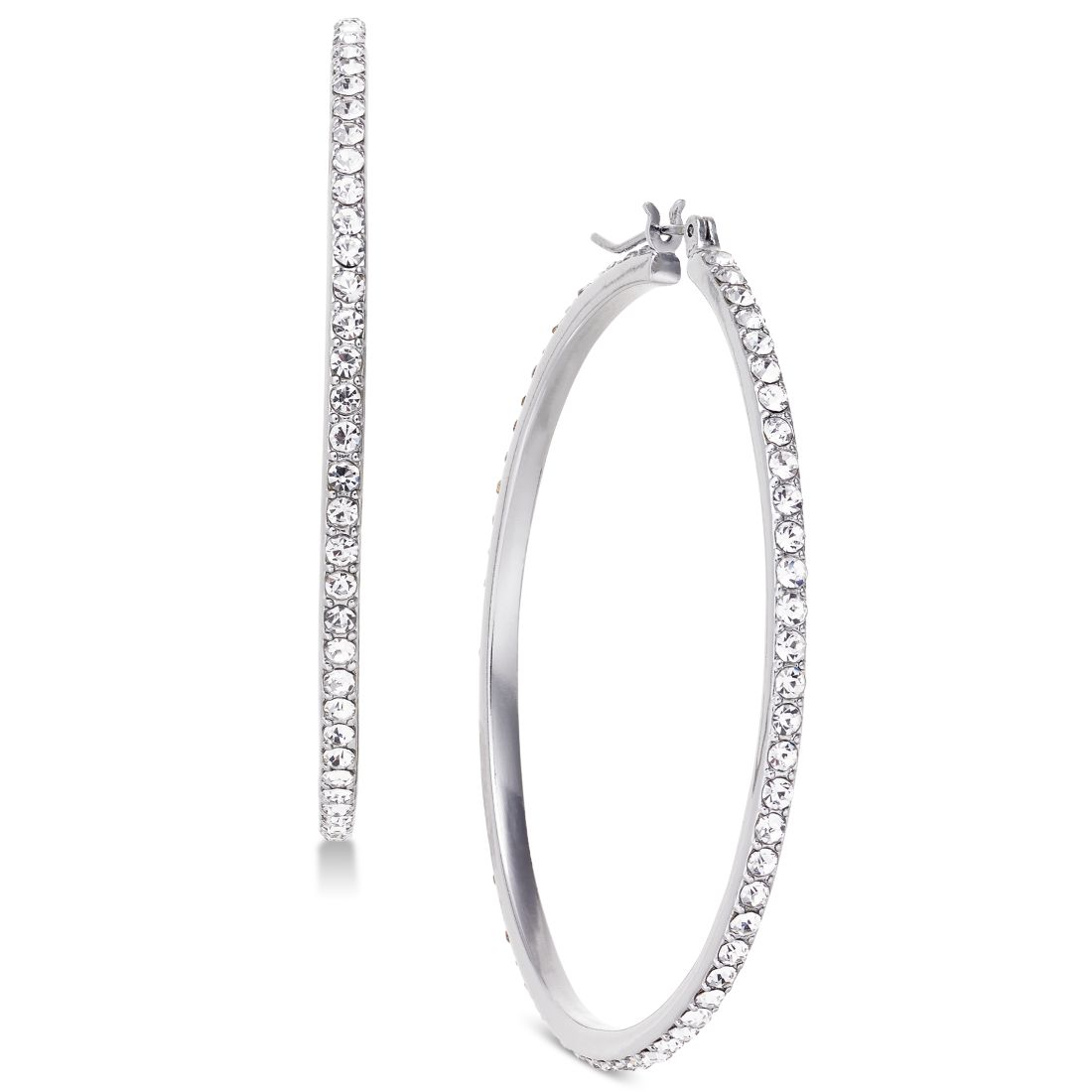 I.n.c. International Concepts Large Pave Medium Hoop Earrings , 2", Created for Macy's