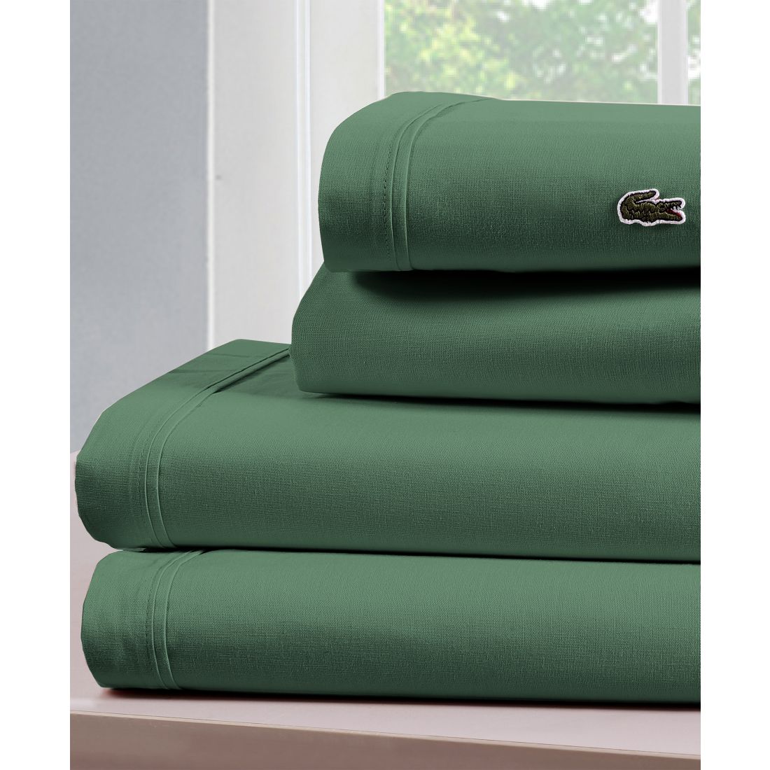 Lacoste Home Solid Cotton Percale Sheet Set, King