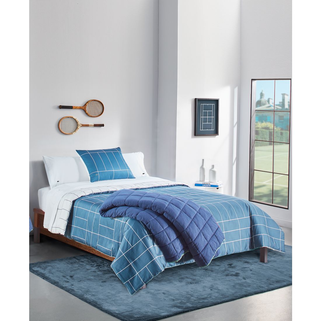 Lacoste Home Ashcombe 2 Piece Check Comforter Set, Twin