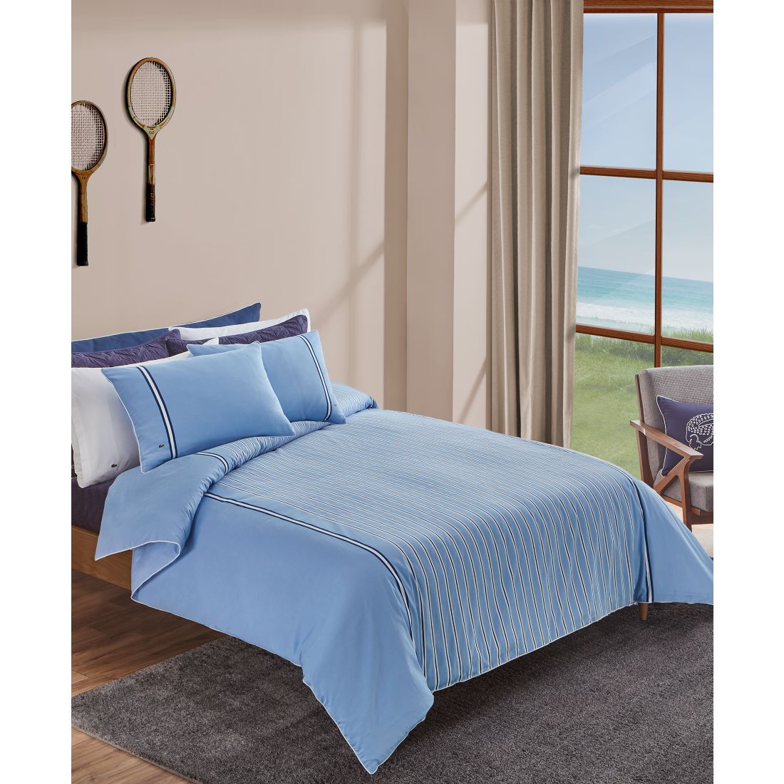 Lacoste Home Stripe 3-Pc. Comforter Set, King