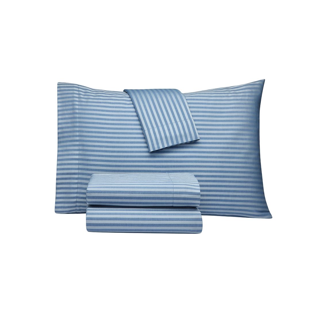 Macy's Dobby Stripe 200-Thread Count Cotton Blend 4-Pc. Sheet Set, Queen