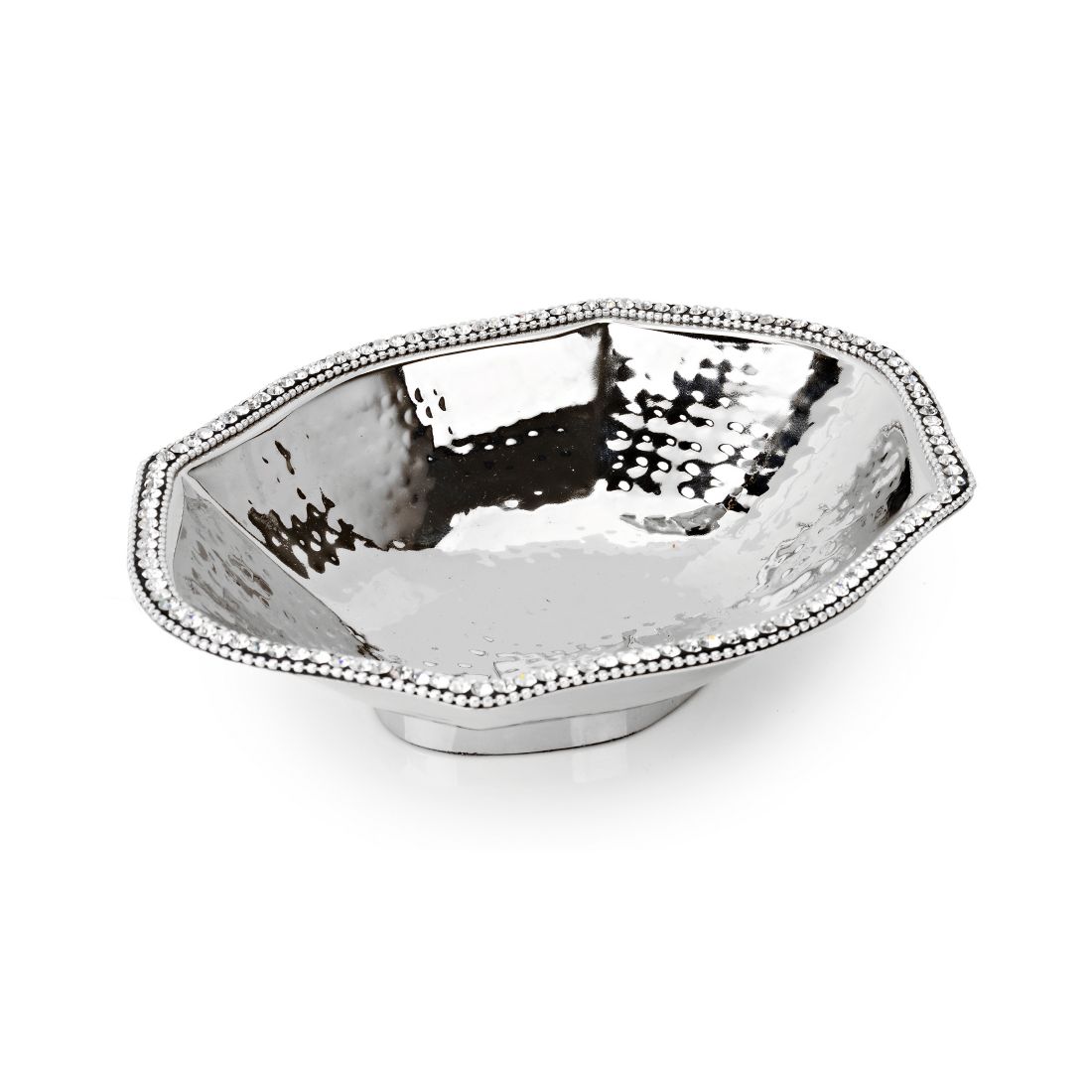 Classic Touch Stainless Steel Octagonal Dish with Diamonds