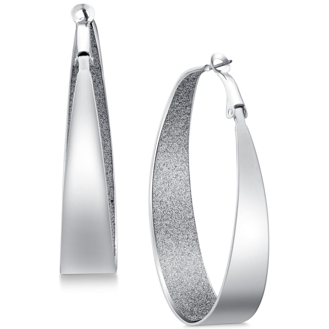 Guess 2" Large Inner Glitter Hoop Earrings