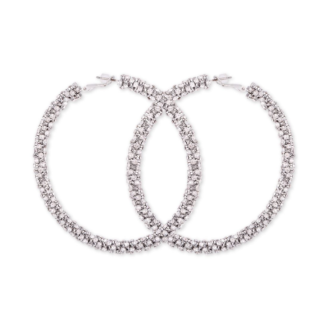 Guess Crystal Pave Large Hoop Earrings