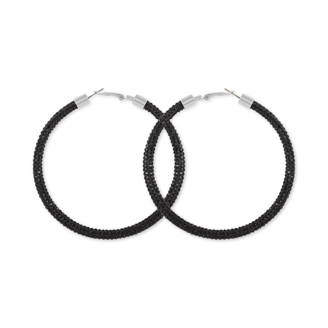 Guess Large Pave Hoop Earrings 3"