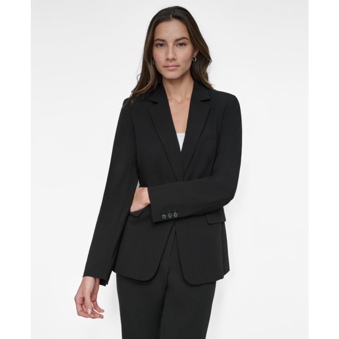 Dkny Women's Notch-Collar One-Button Long Sleeve Blazer Jacket