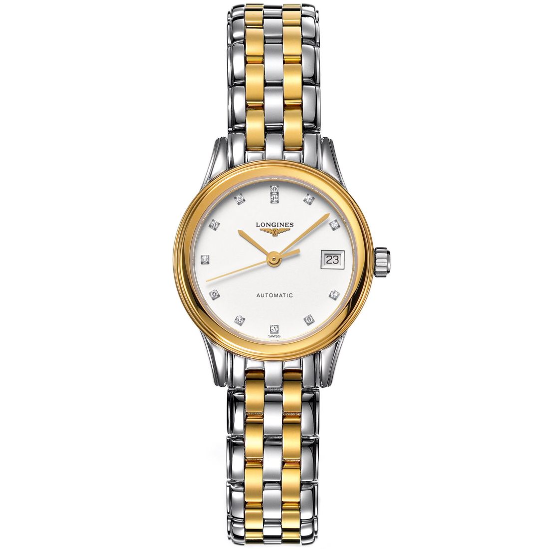 Longines Women's Swiss Automatic Flagship Diamond Accent Two Tone Stainless Steel Bracelet Watch 26mm L42743277