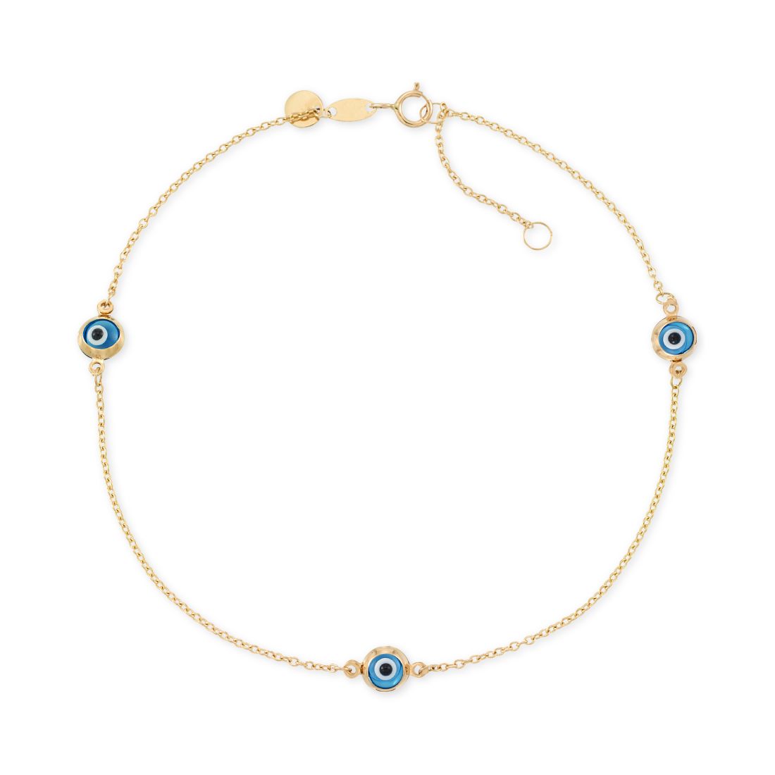 Macy's Beaded Evil Eye Anklet in 14k Gold
