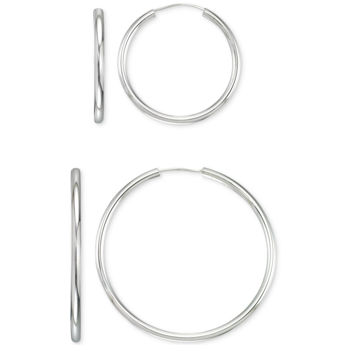Macy's 2-Pc. Set Polished Endless Small & Medium Hoop Earrings