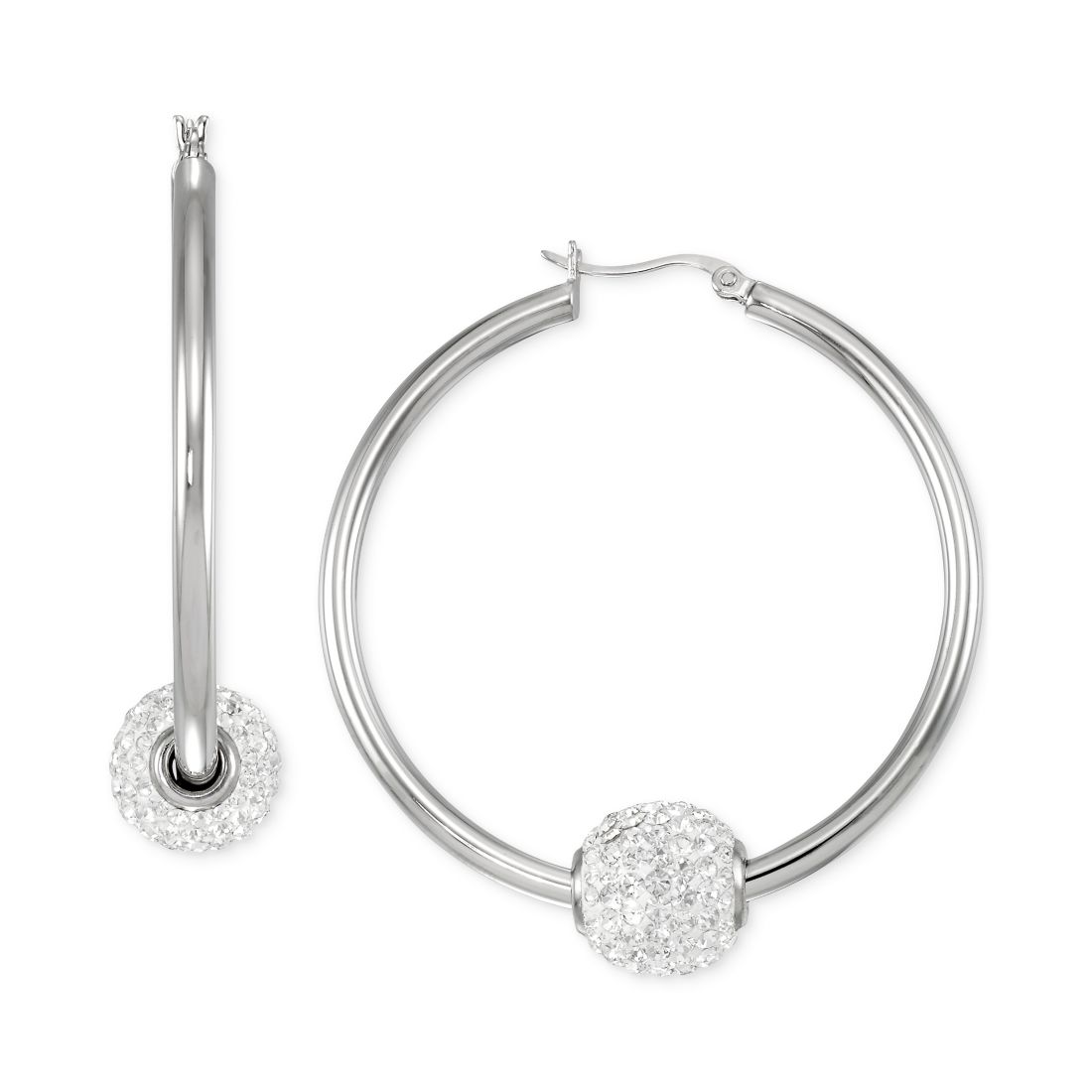 Macy's Crystal Pave Fireball Medium Hoop Earrings, 1-5/8"