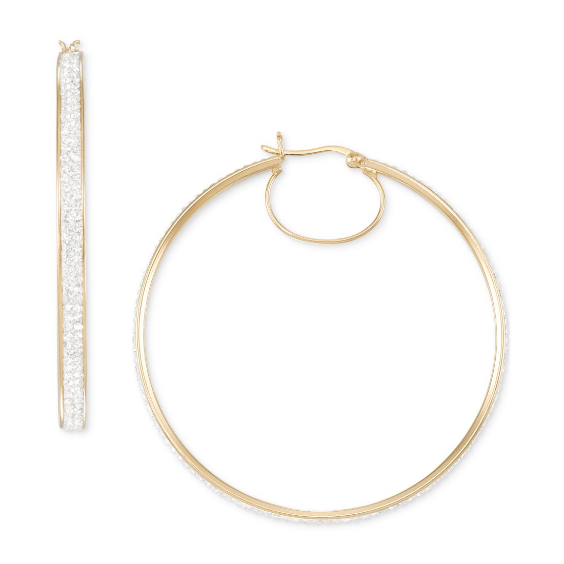 Macy's Crystal Pave Click Top Medium Hoop Earrings, 2"
