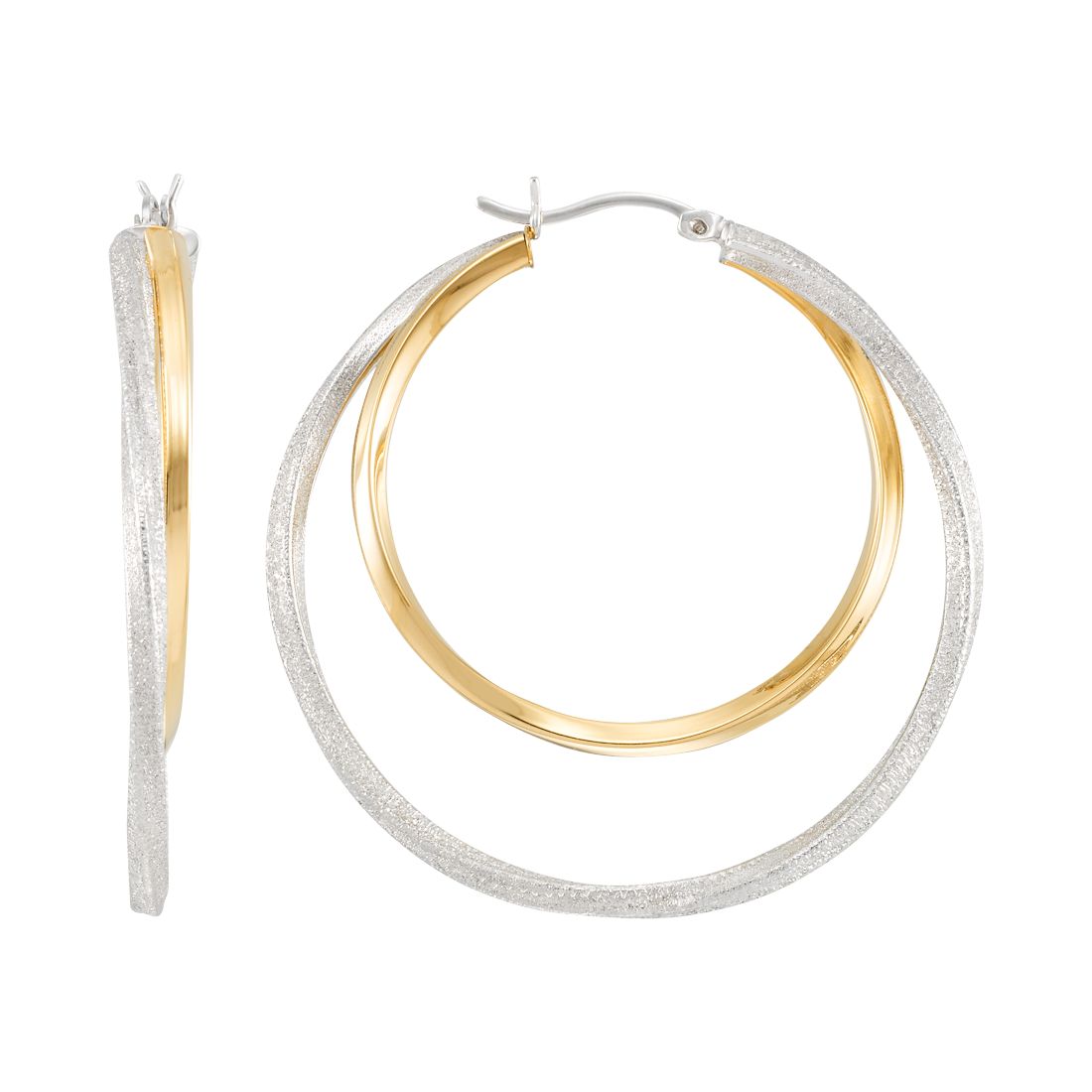 Macy's Two-Tone Twisted Double Hoop Earrings