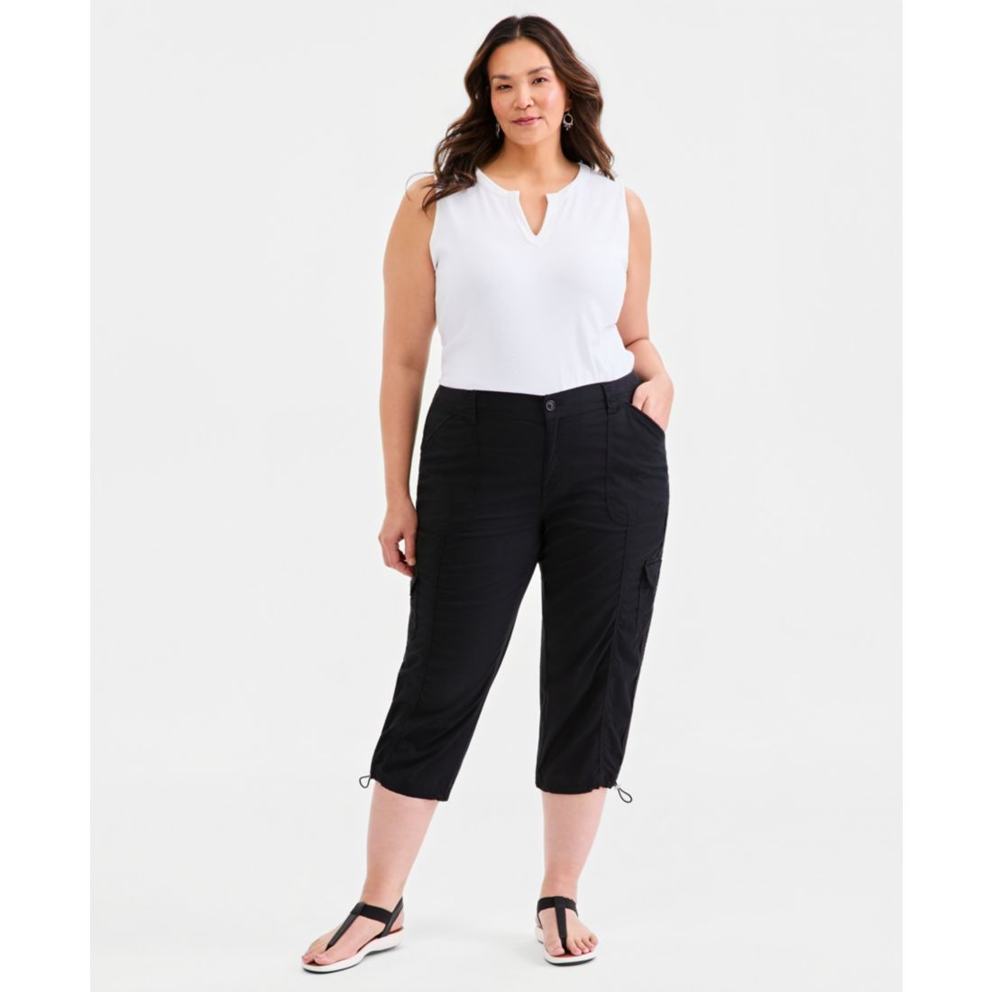 Style & Co Plus Size Mid-Rise Cargo Capri Pants, Macy's Exclusive