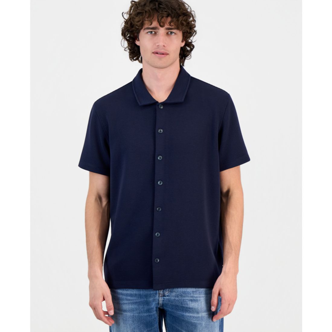 Guess Men's Arin Solid Knit Short-Sleeve Shirt