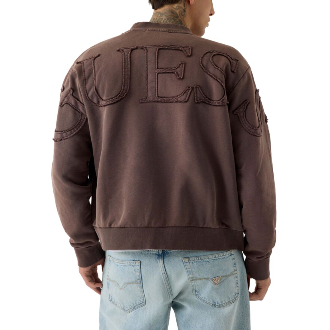 Guess Men's Zip Patch Logo Sweatshirt