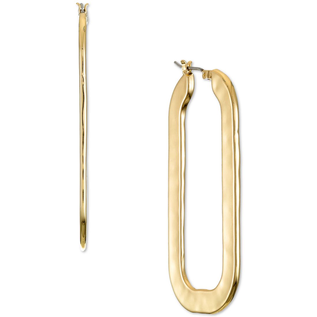 Style & Co Gold-Tone Hammered Oval Hoop Earrings, Exclusively at Macy's