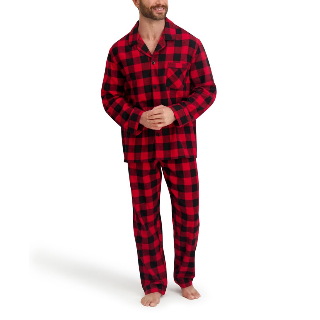 Hanes Men's Flannel Button Down Pajama Sleep Set