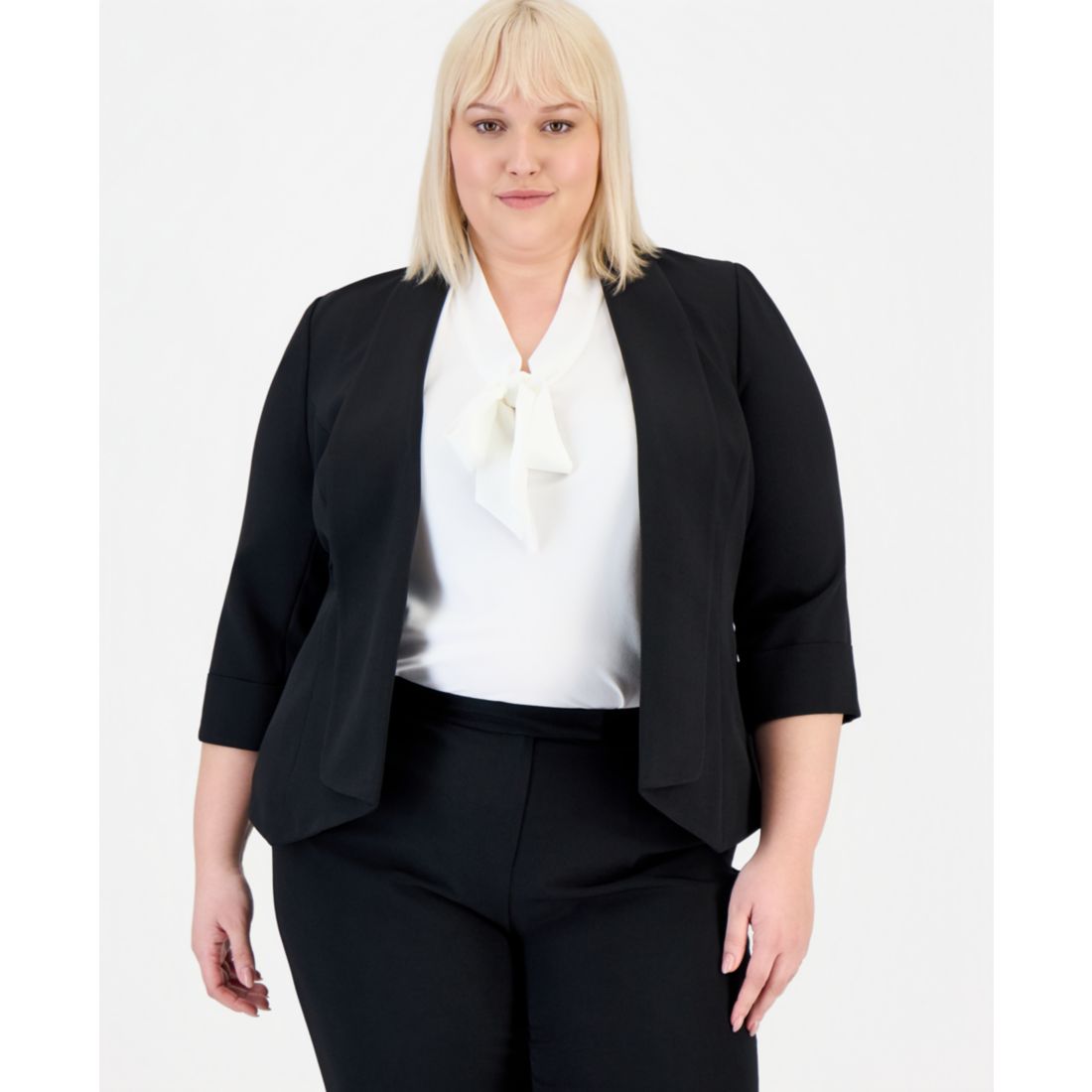 Kasper Plus Size Open-Front Soft Blazer