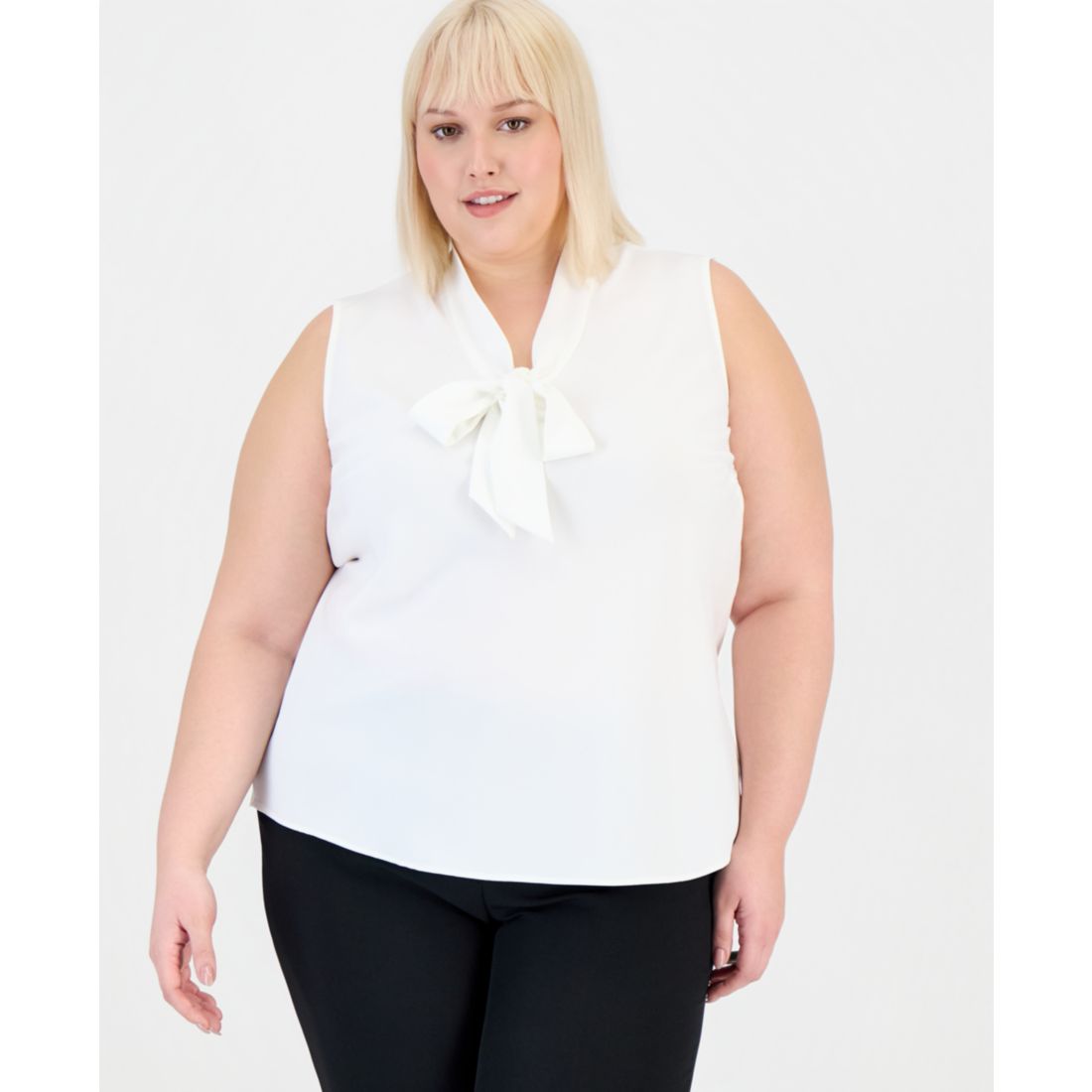 Kasper Plus Size Bow Top