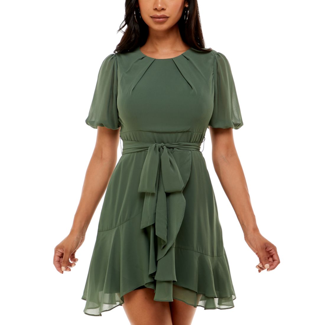 B Darlin Puff-Sleeve A-Line Dress