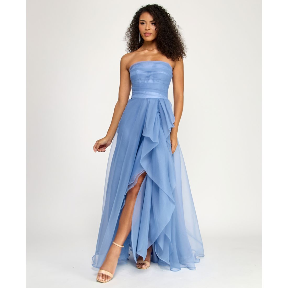 B Darlin Juniors' Asymmetric Drape Strapless Ball Gown, Created for Macy's