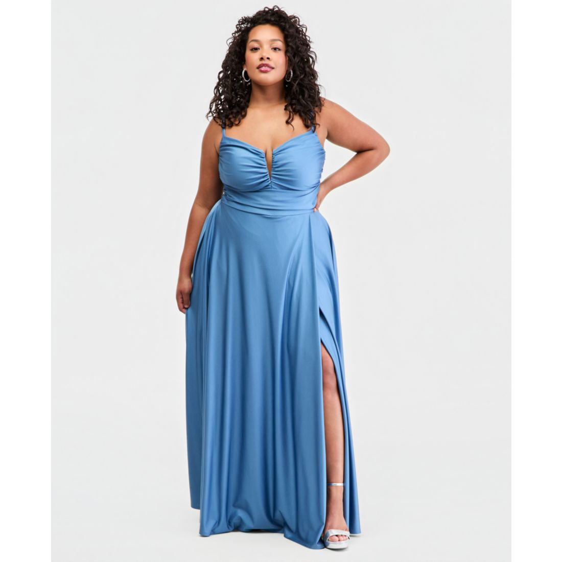 B Darlin Trendy Plus Size Notched V-Neck Sleeveless Maxi Dress