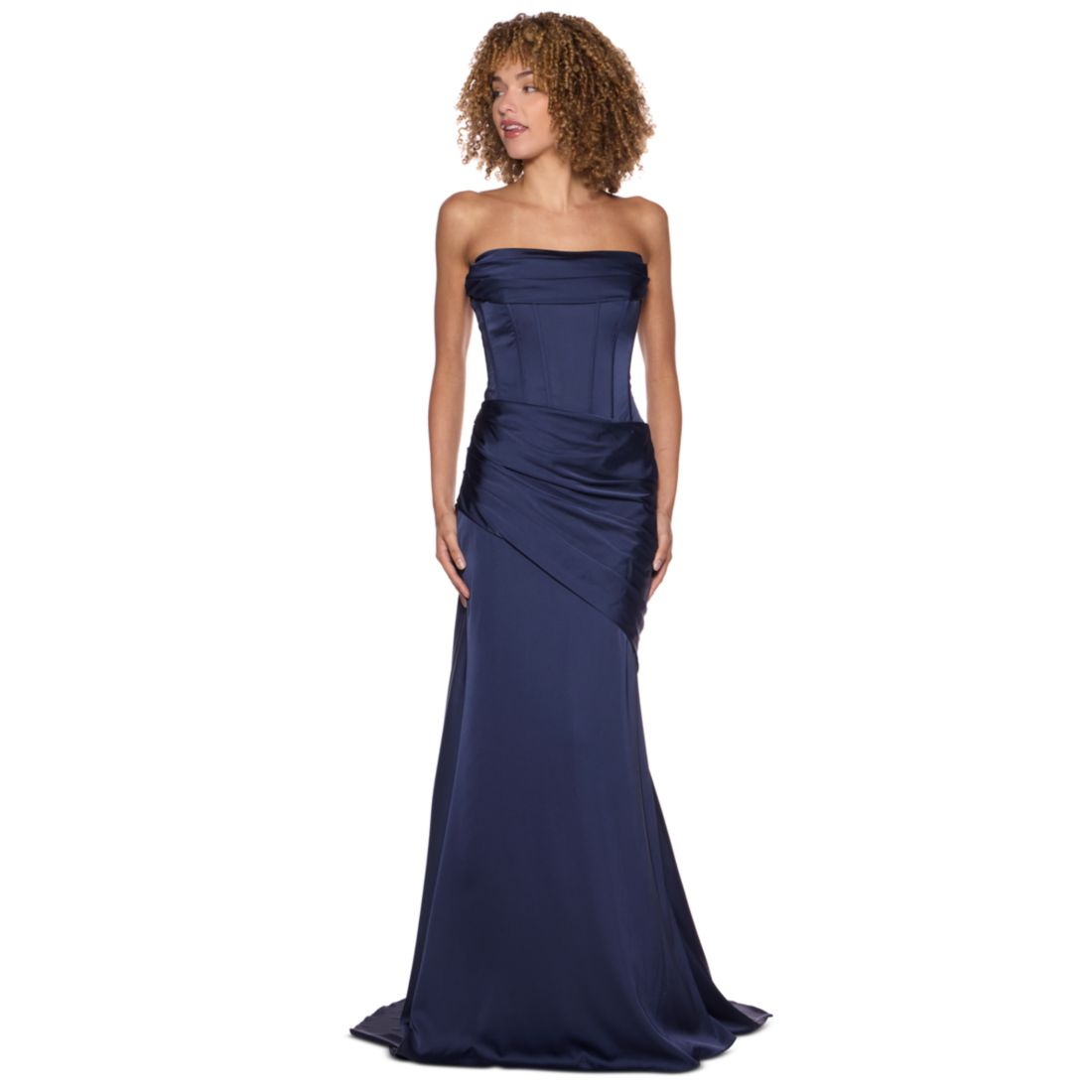 B Darlin Women's Strapless Front Drape Neck Ball Gown
