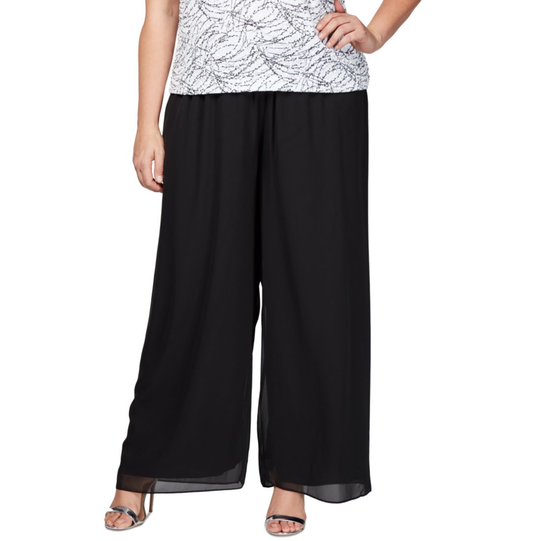 Alex Evenings Plus Size Wide-Leg Chiffon Pants
