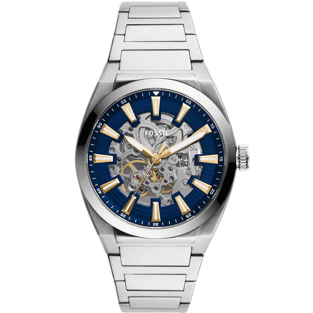 Fossil Men's Everett Automatic Silver-tone Stainless Steel Watch 42mm