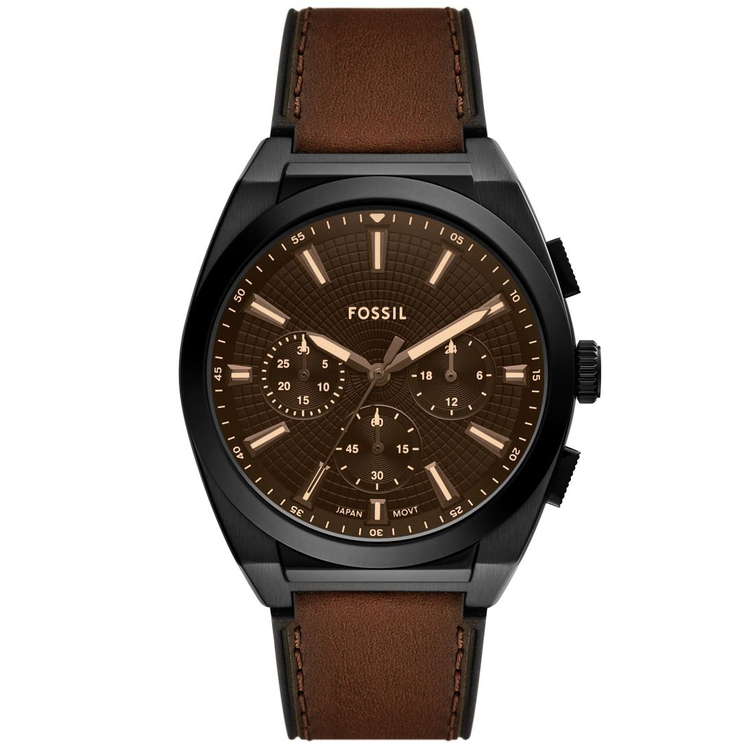 Fossil Men's Everett Chronograph Brown Leather Watch, 44mm