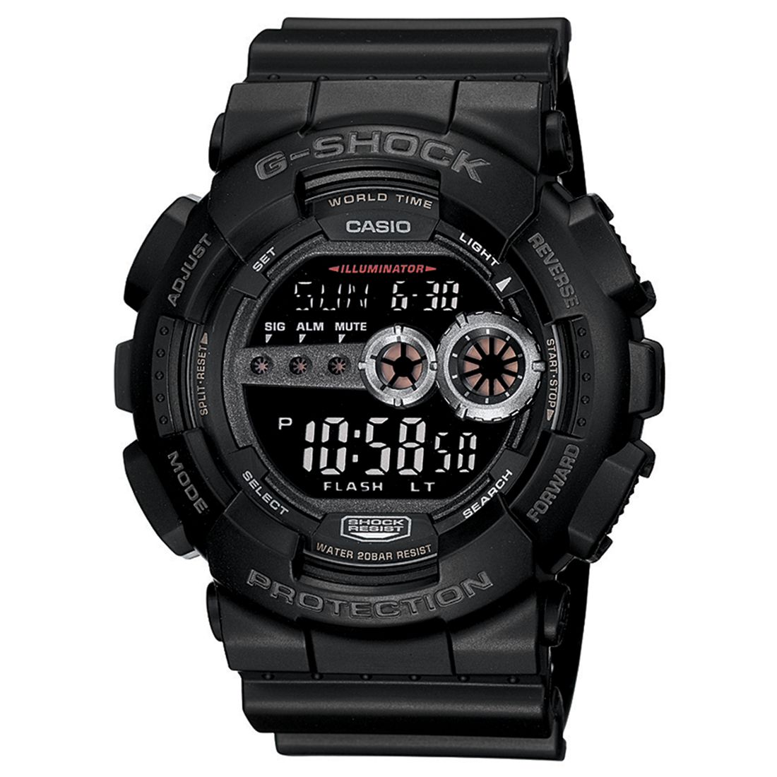 Macy s G Shock Men s Xl Digital Black Resin Strap Watch GD100 1B available now at Lakeline Mall