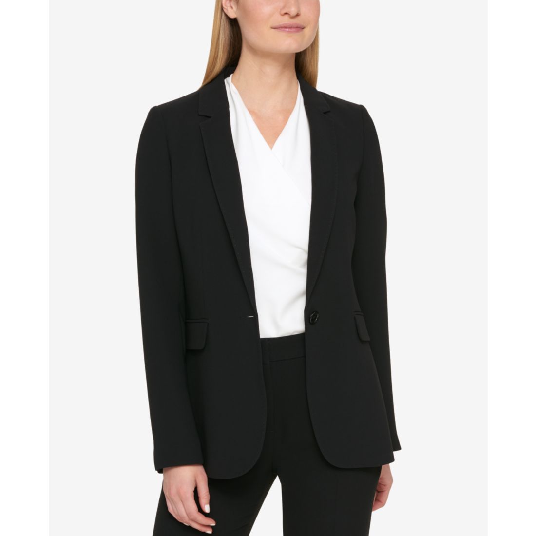 Dkny Petites Pick-Stitch Single-Button Blazer, Created for Macy's
