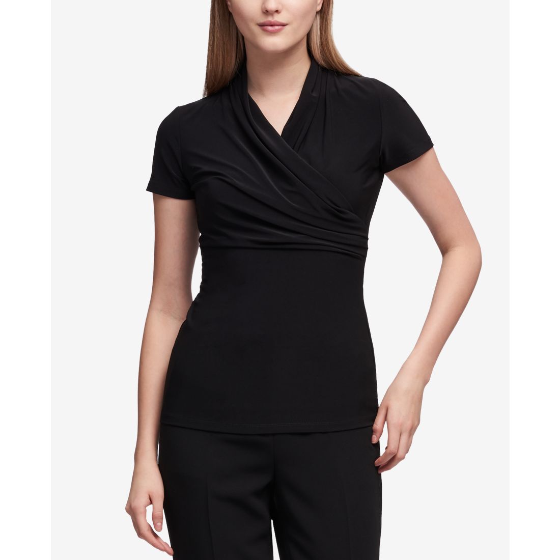 DKNY Petite Draped Surplice Blouse, Created for Macy's